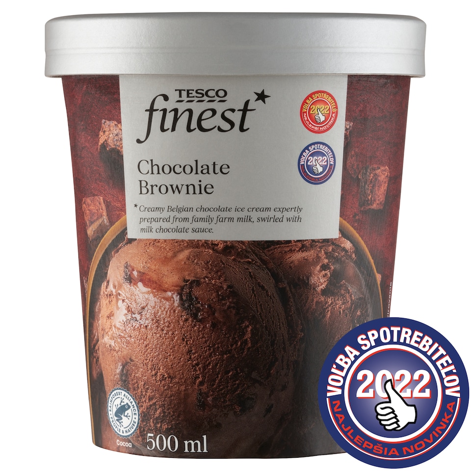 Tesco Finest Smotanový mrazený krém čokoládový s kúskami brownies 500 ml