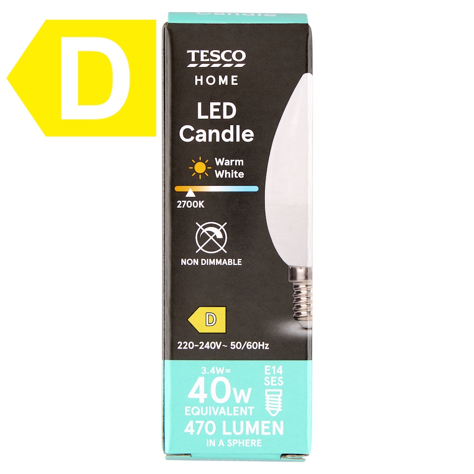 Tesco Home E14 SES 470 lm 40 W 2700K LED gyertya  1. kép