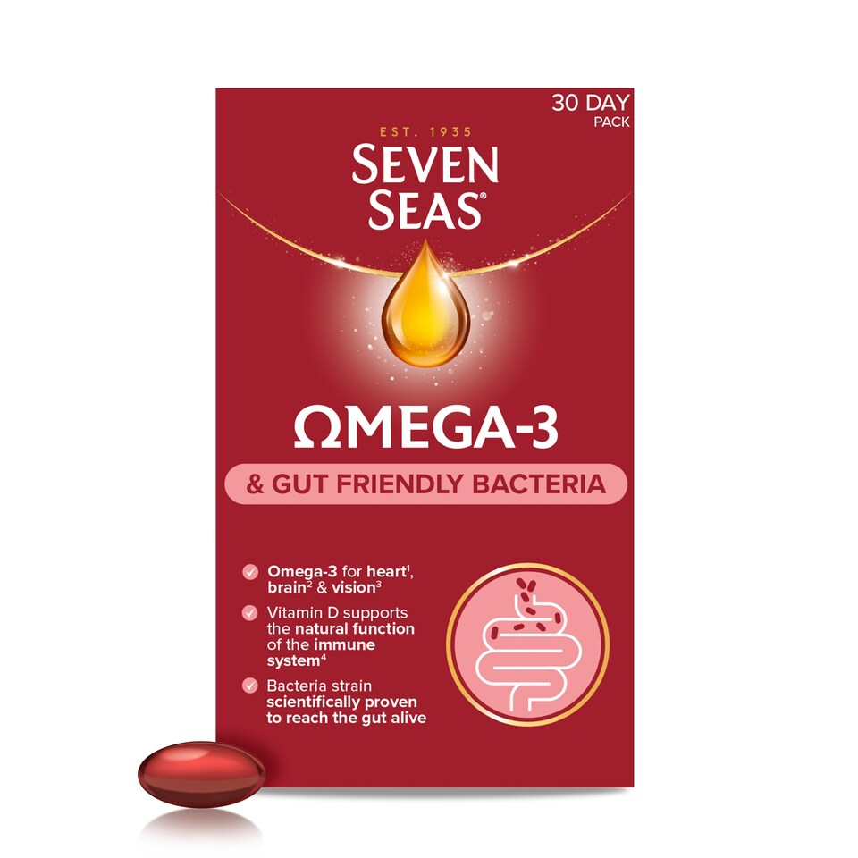 image 1 of Seven Seas Omega-3 & Gut Friendly Bacteria 30 Capsules 