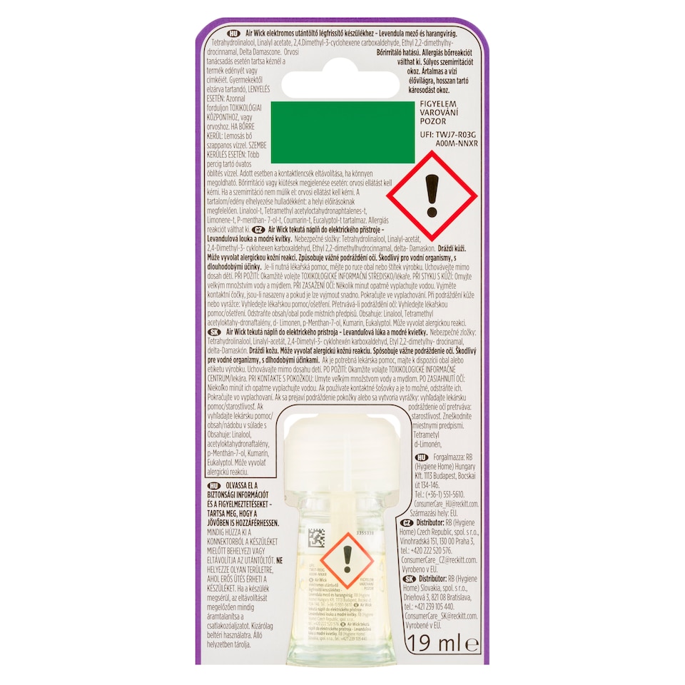 Obrázek 1 pro produkt Air Wick Tekutá náplň do elektrického přístroje levandulová louka a modré kvítky 19ml