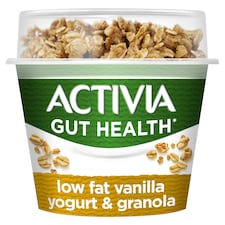 Activia Vanilla & Granola Low Fat Breakfast Pot Topper Gut Health Yoghurt 165g