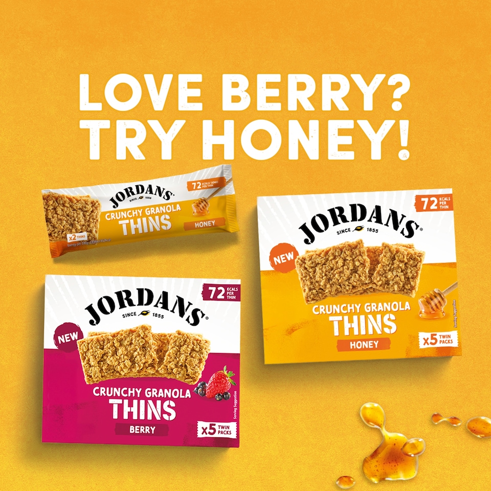 image 1 of Jordans Granola Thins Mixed Berry Oat Cereal Snack Bars 160g