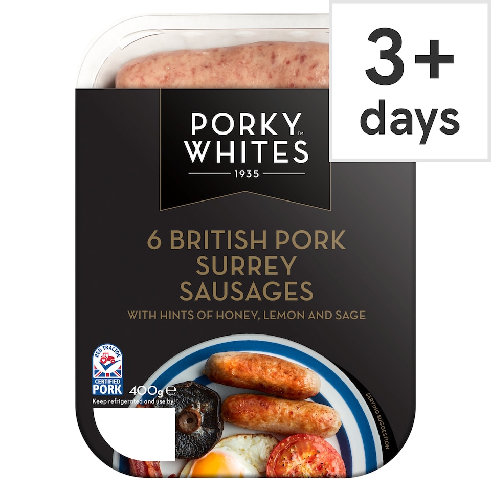 Porky Whites 6 Premium Surrey Pork Sausages 400g