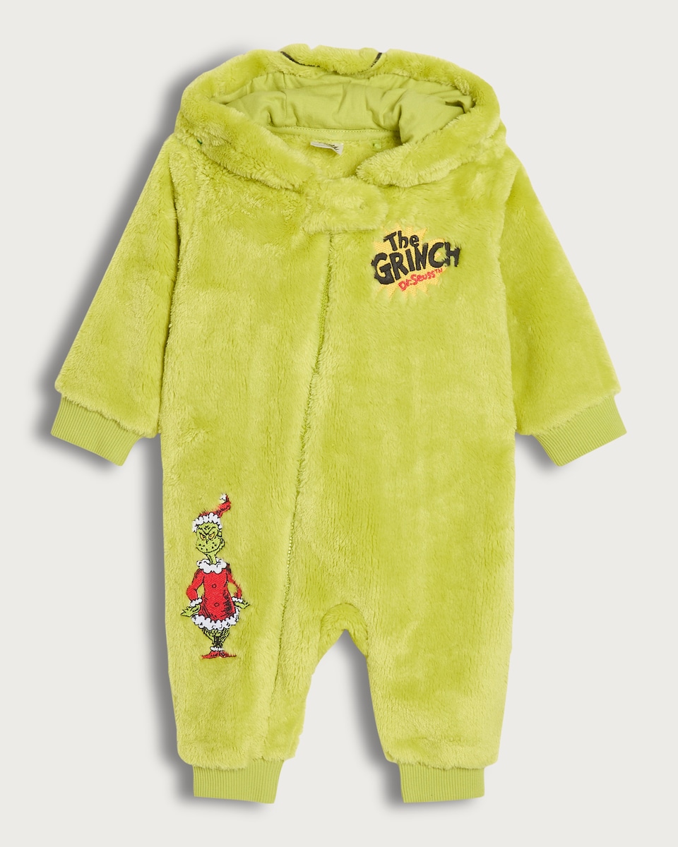 image 1 of The Grinch Fleece Pram Suit in Green
