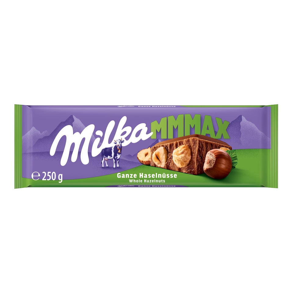 Milka Mmmax alpesi tej felhasználásával készült tejcsokoládé egész mogyoróval 250 g