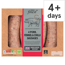 Tesco Finest 4 Pork, Fennel & Chilli Sausages 440g