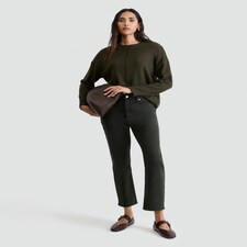 F&F TENCEL™ Straight Leg Jeans in Olive