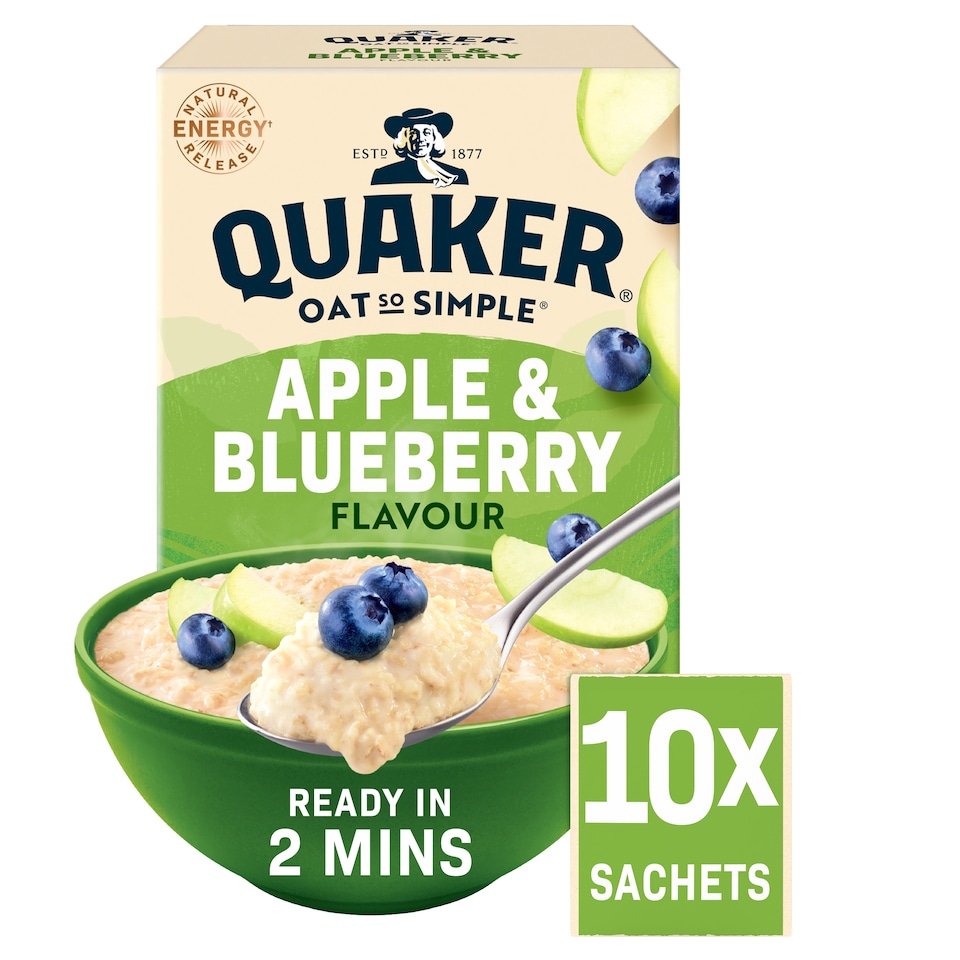 image 1 of Quaker Oat So Simple Apple & Blueberry Porridge Sachets 10x36g
