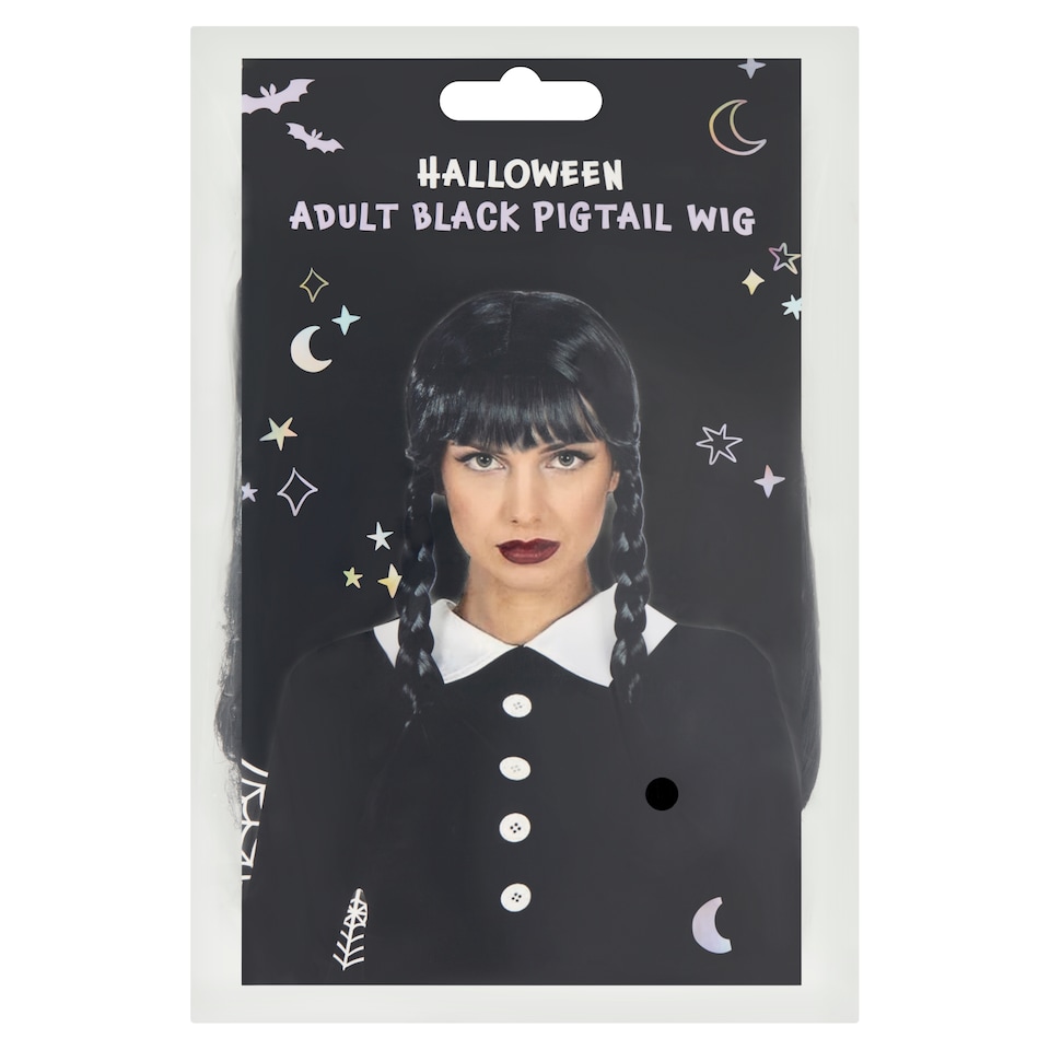 Rayland Halloween Adult Black Pigtail Wig