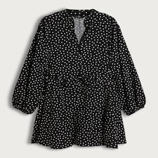 F&F Polka Dot Tie Waist Dress in Multi Black White