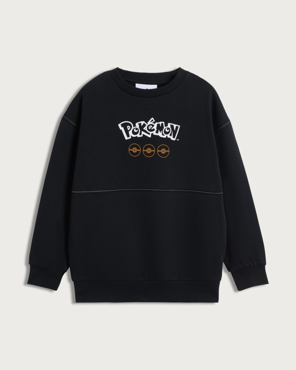 image 1 of Pokémon Cotton Rich Poké Ball Sweatshirt in Black