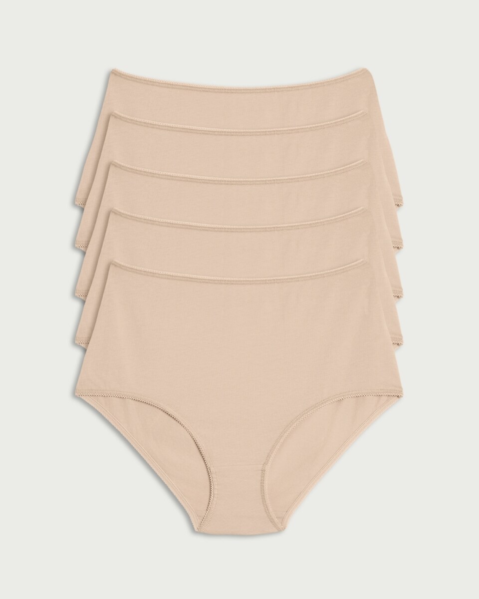 image 1 of F&F 5-Pack Cotton Rich Full Briefs in Nude