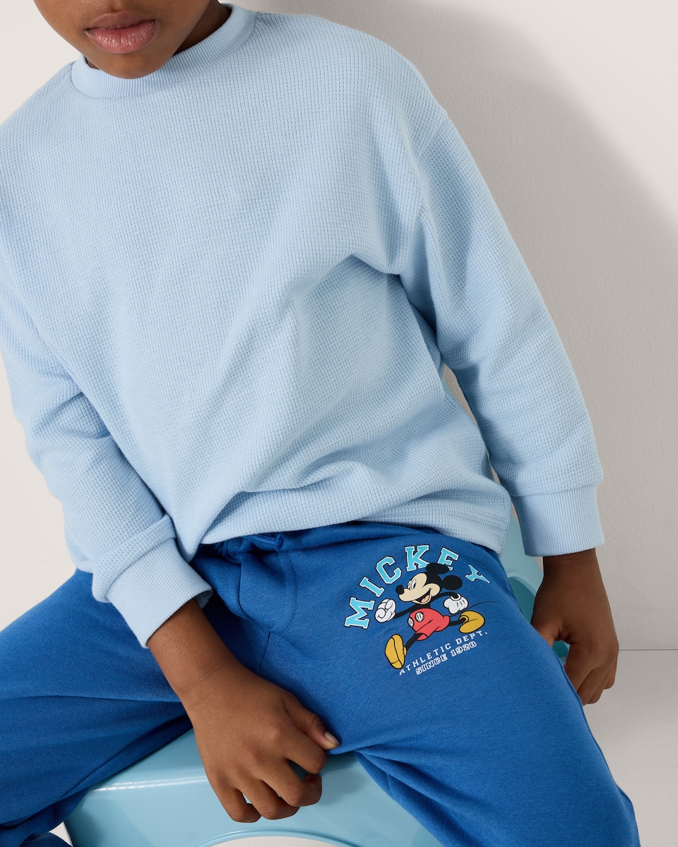 image 1 of Disney Mickey Mouse Cotton Rich Joggers in Blue