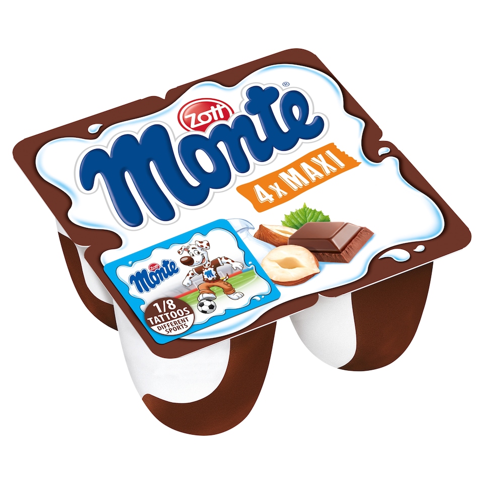 obrázok 1 z Zott Monte Maxi mliečny dezert čokoládový s lieskovými orieškami 4 x 100 g (400 g)