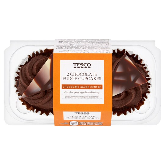 Tesco Chocolate Fudge 2 Pack Cupcakes Tesco Groceries