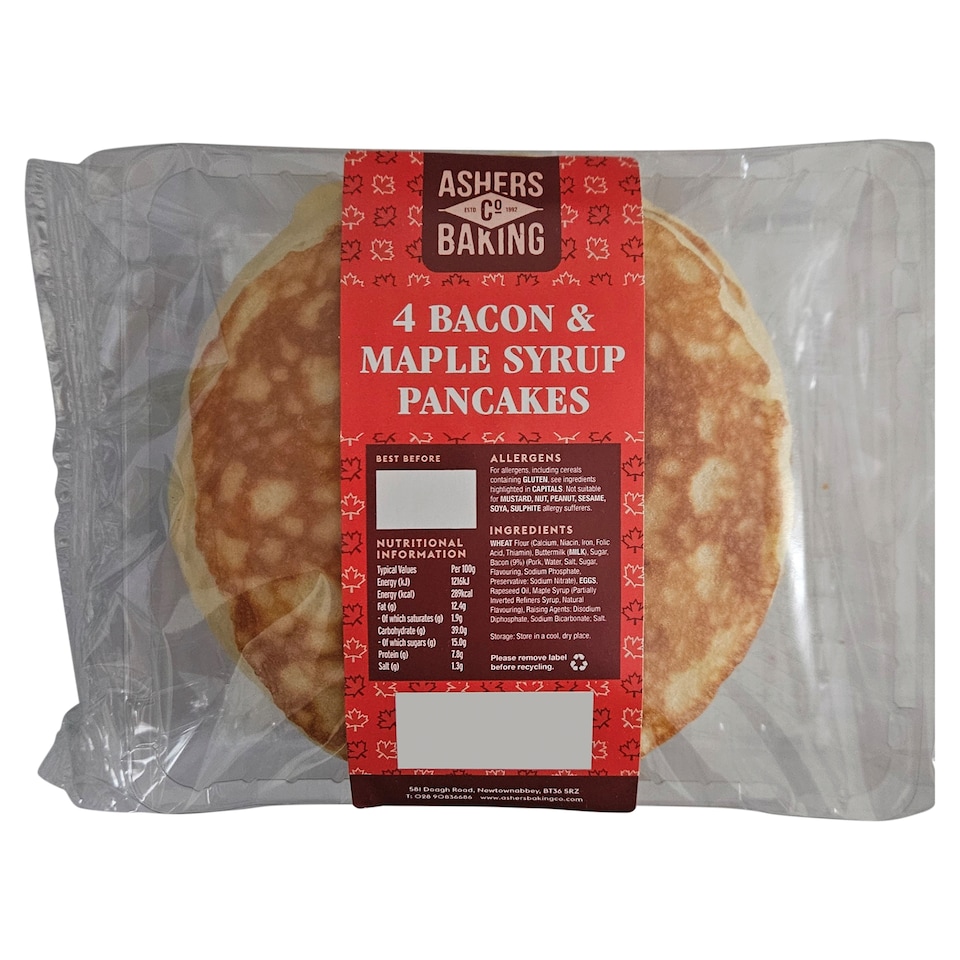 Ashers Bacon & Maple Syrup Pancakes 4 Pack