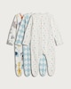 image 1 of F&F Baby 3-Pack Pure Cotton Long Sleeved Sleepsuits in Blue