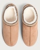 image 2 of F&F Faux Fur Lined Embroidered Mule Slippers in Tan