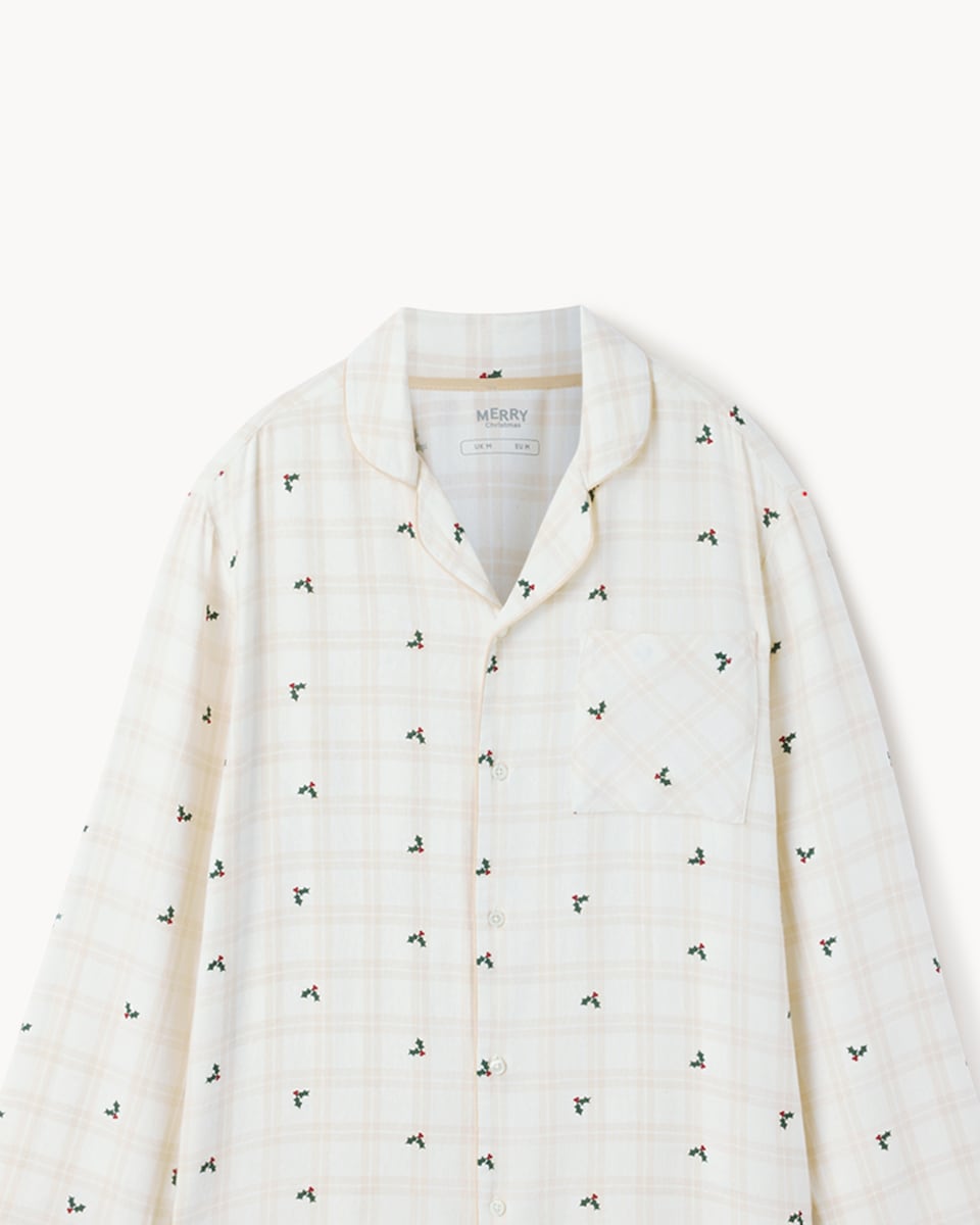 image 1 of Christmas Cotton Rich Checked Holly Revere Matching Family Pyjama Set in Neutral