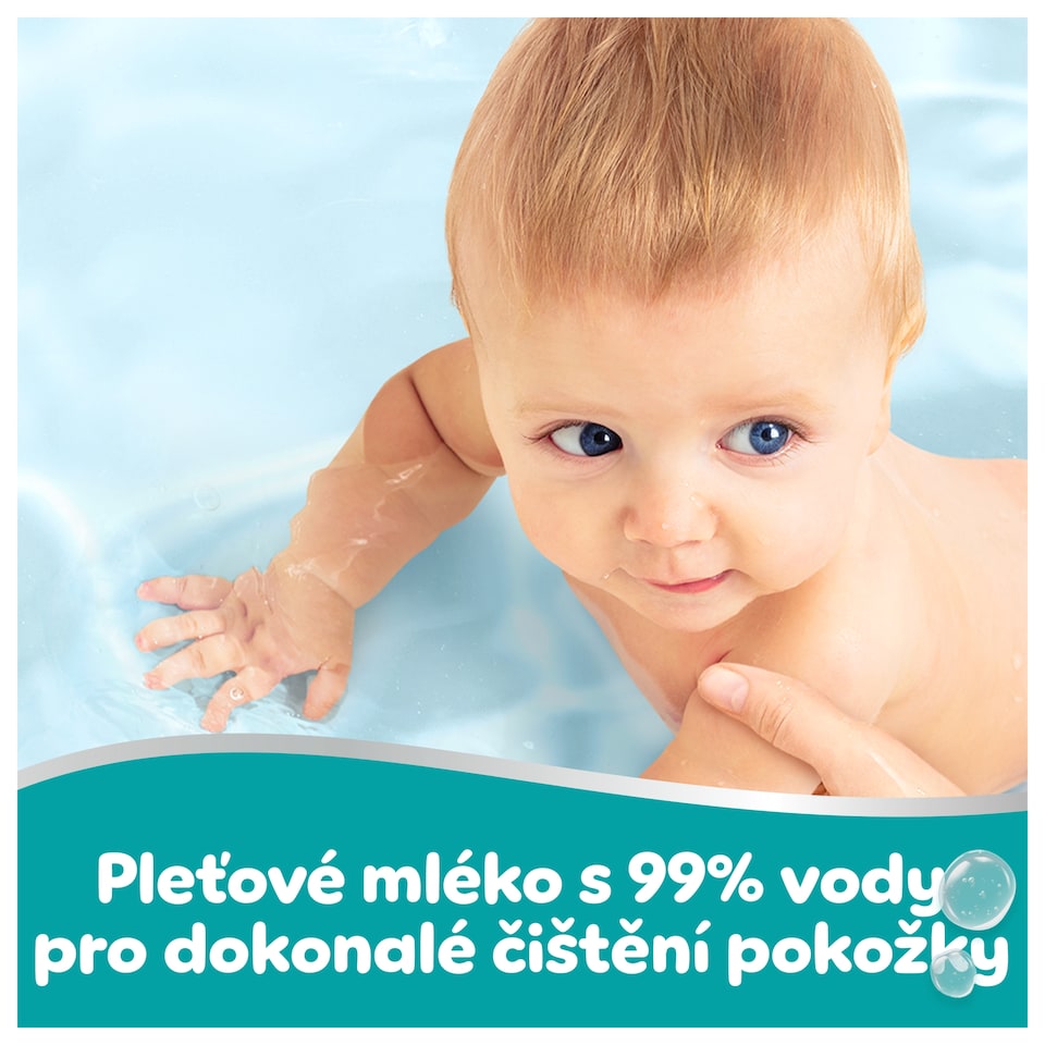 Obrázek 1 pro produkt Pampers 99 % Vody Dětské Čisticí Ubrousky 3 Balení 60 Ubrousků = 180 Dětských Čisticích Ubrousků