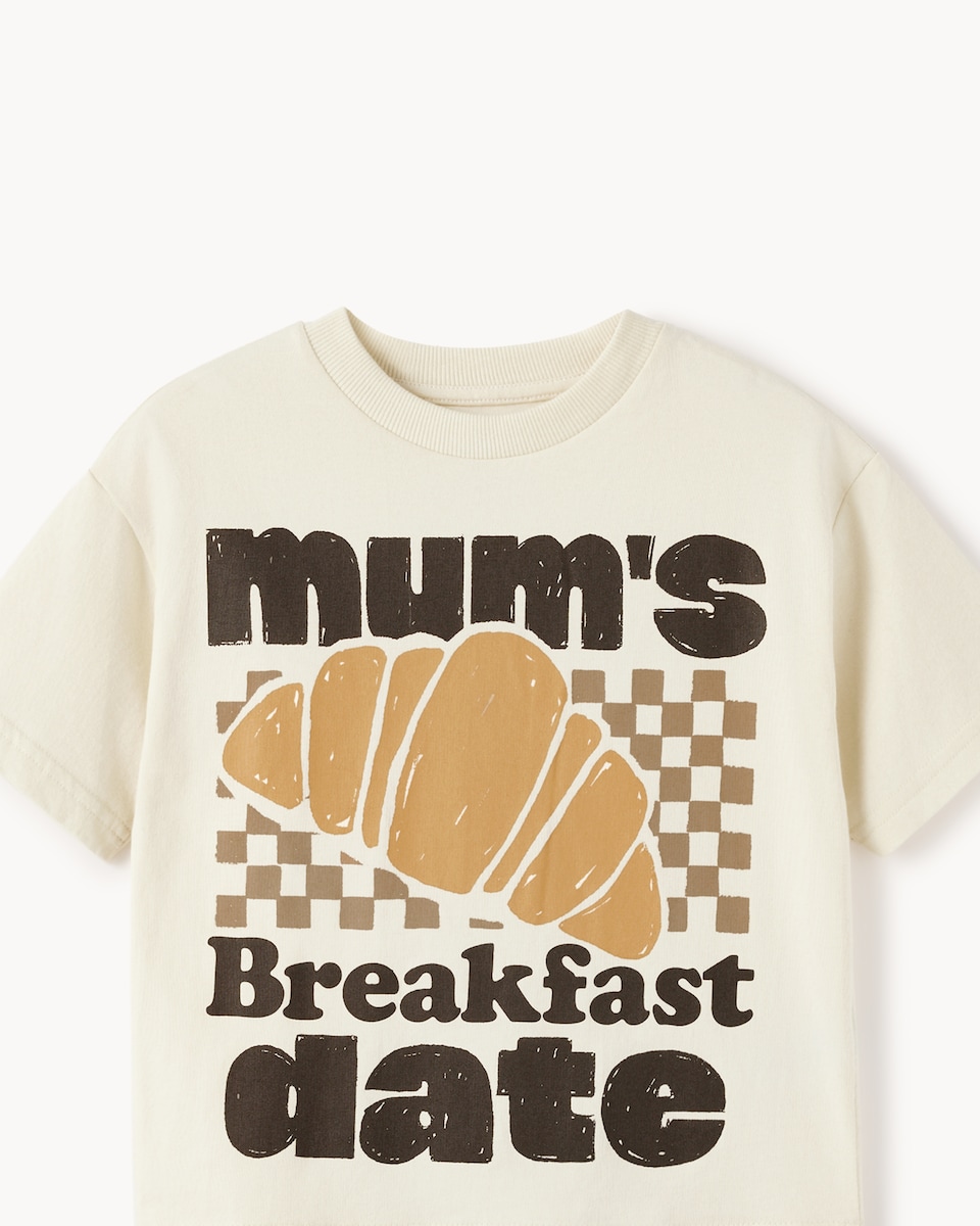 image 1 of F&F Boys Pure Cotton Printed T-Shirt in Ecru