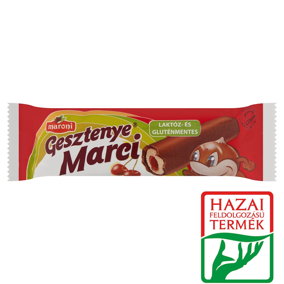 Maroni Gesztenye Marci Chestnut Bar with Homemade Sour Cherry Jam Filling and Cocoa Coating 30 g