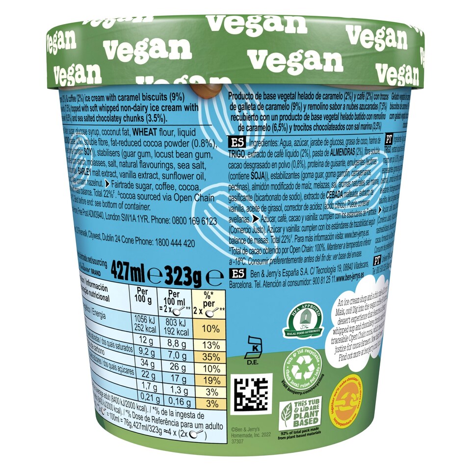 image 1 of Ben & Jerry's Sundae Coffee Caramel Non Dairy Ice Cream Tub 427Ml
