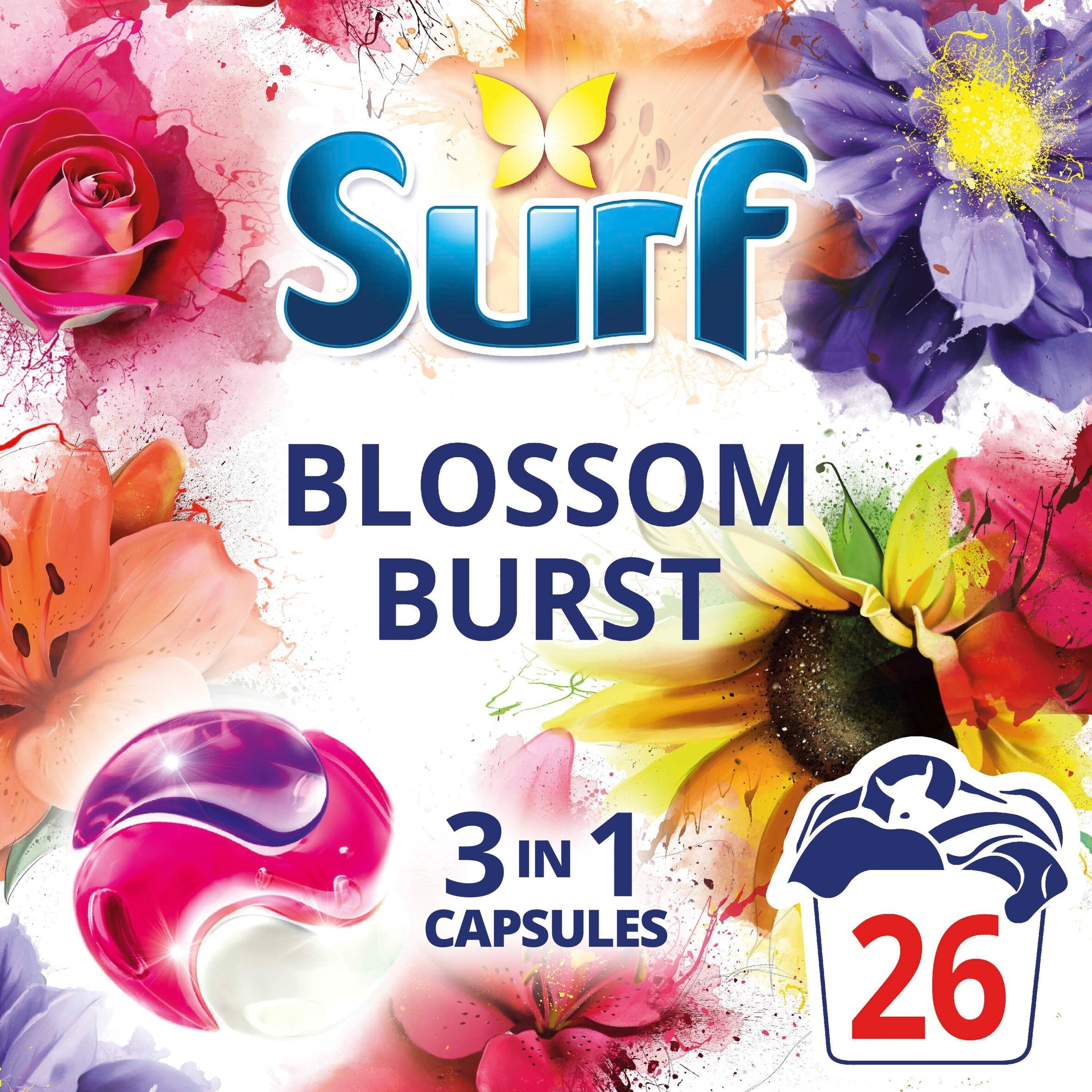 Surf 3 in 1 Blossom Burst Laundry Capsules 26 Washes 449g