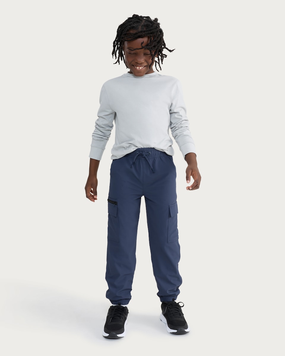 image 1 of F&F Boys Lined Cuffed Cargo Trousers  in Navy