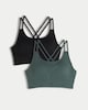 image 4 of F&F Active 2-Pack Strappy Back Seamfree Sports Bras in Green