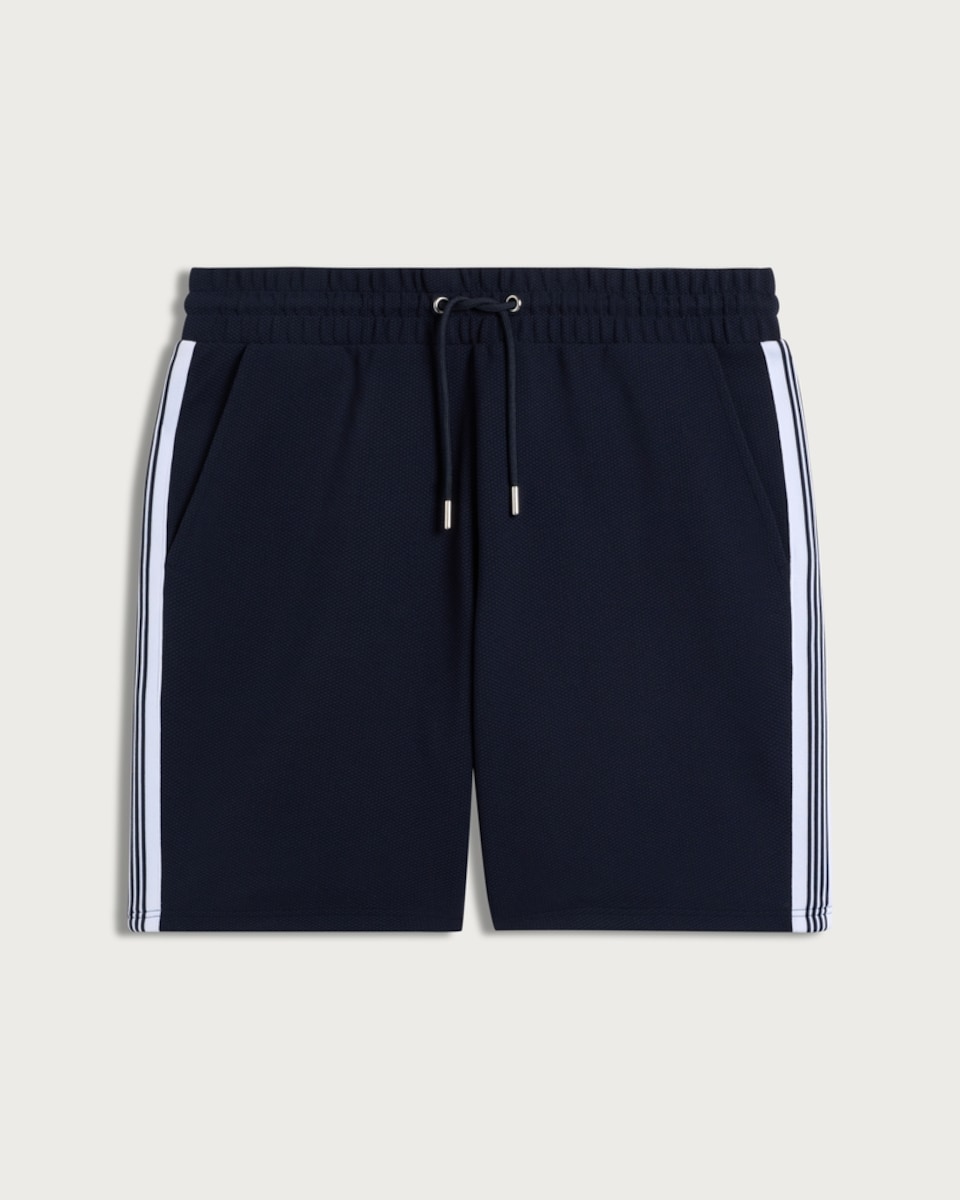 image 1 of F&F Textured Side Stripe Drawstring Shorts in Navy