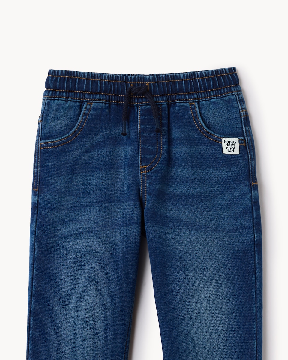 image 1 of F&F Boys Cotton Rich Pull On Jeans in Blue