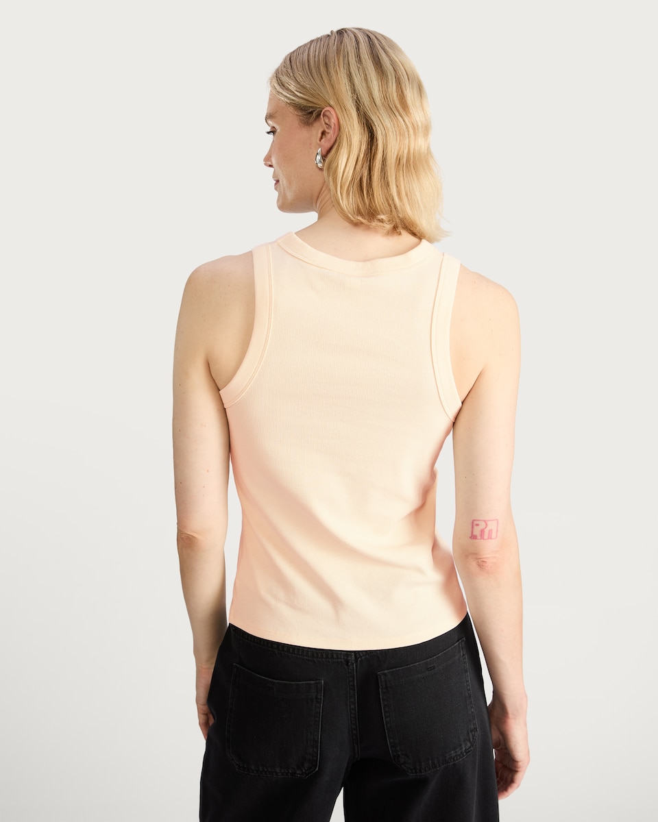 image 1 of F&F Ribbed Racer Vest in Cream