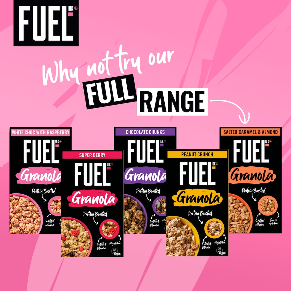 image 1 of FUEL10K WHITE CHOCOLATE & RASPBERRY PROTEIN GRANOLA BREAKFAST CEREAL 400g