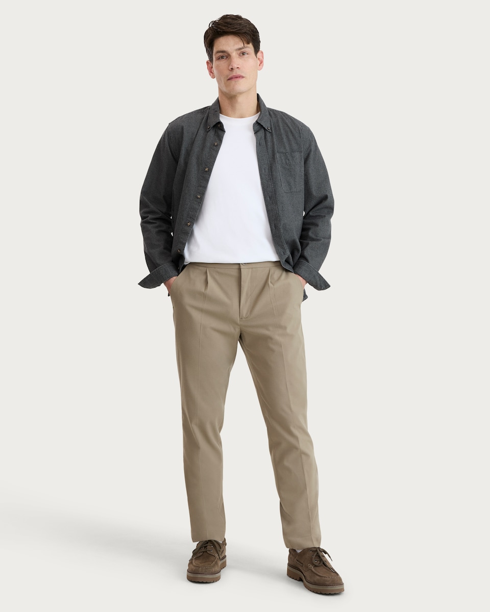 image 1 of F&F Pleated Tailored Fit Trousers in Neutral