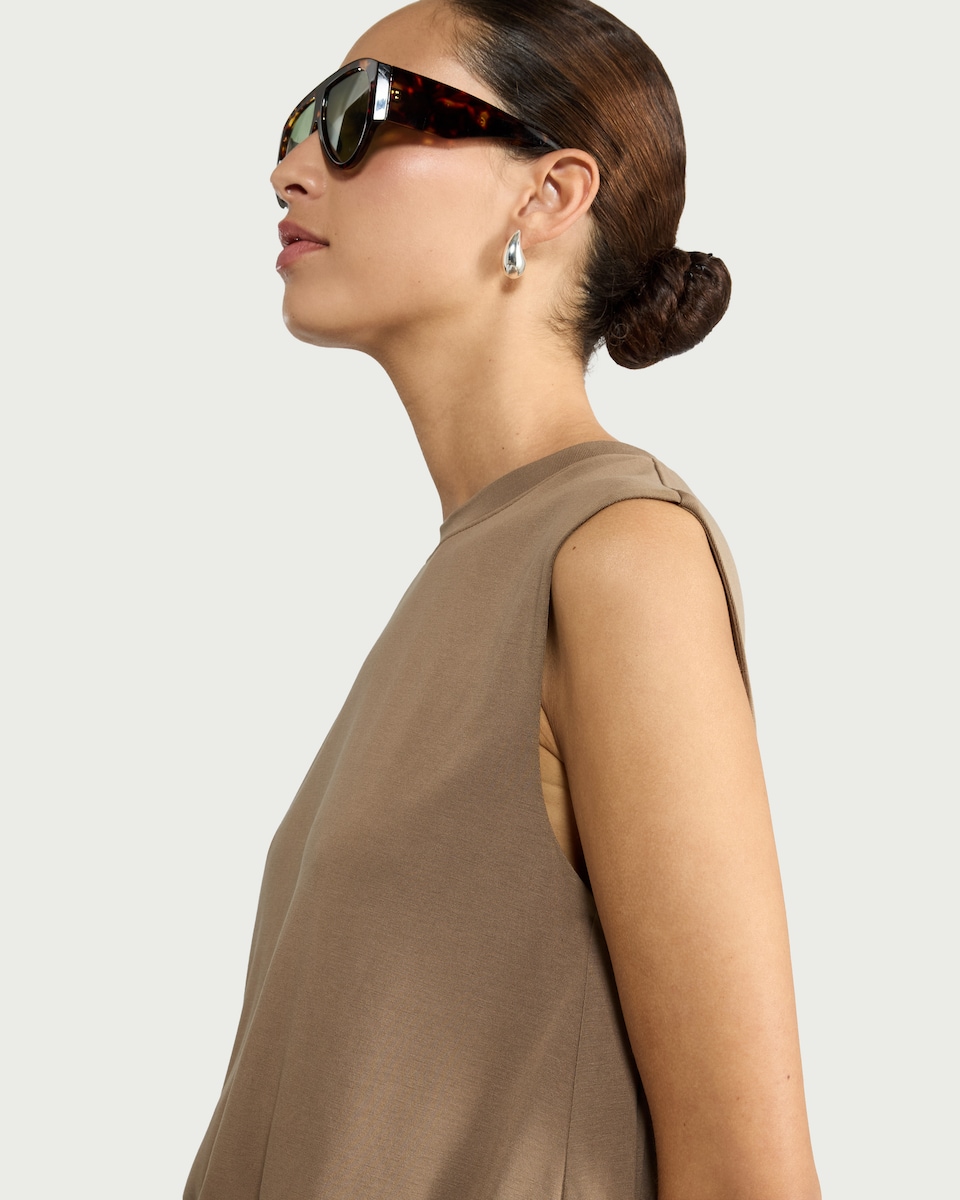 image 1 of F&F Sleeveless Bubble Hem Co-ord Top in Brown