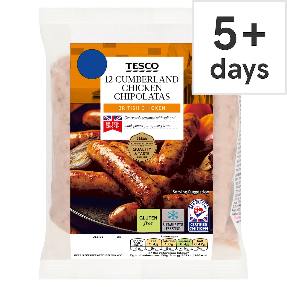 Tesco 12 Cumberland Chicken Chipolatas 375g