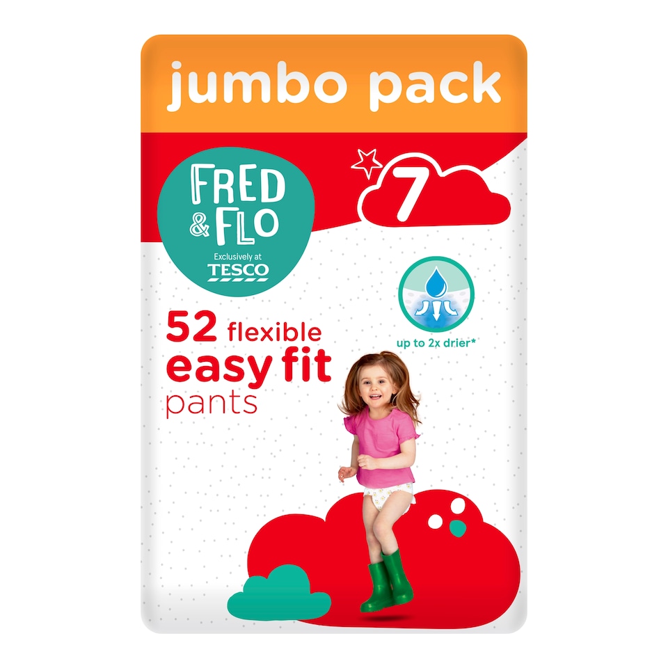 image 1 of Fred & Flo Flexible Easy Fit Pants Size 7 Jumbo Pack 52 Pack