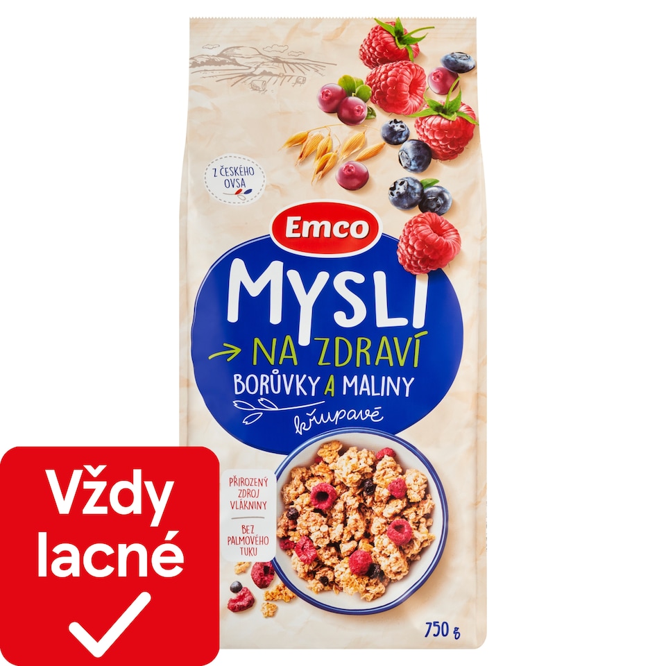 Emco Mysli na Zdraví Crunchy Blueberries and Raspberries 750 g