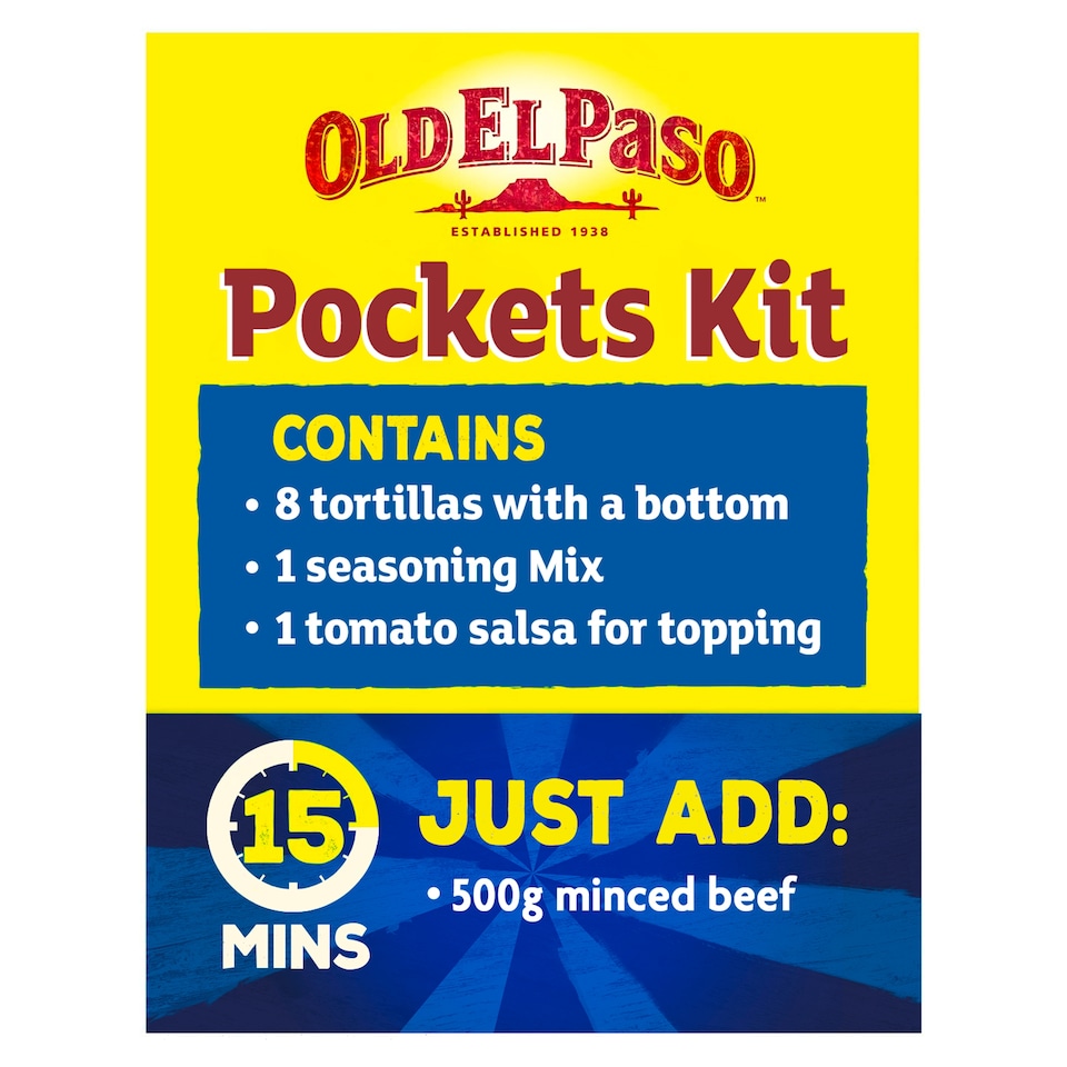 image 1 of Old El Paso Tortilla Pockets Kit Mild 375G