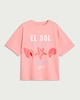 image 4 of F&F Pure Cotton Graphic Oversized T-Shirt in Coral