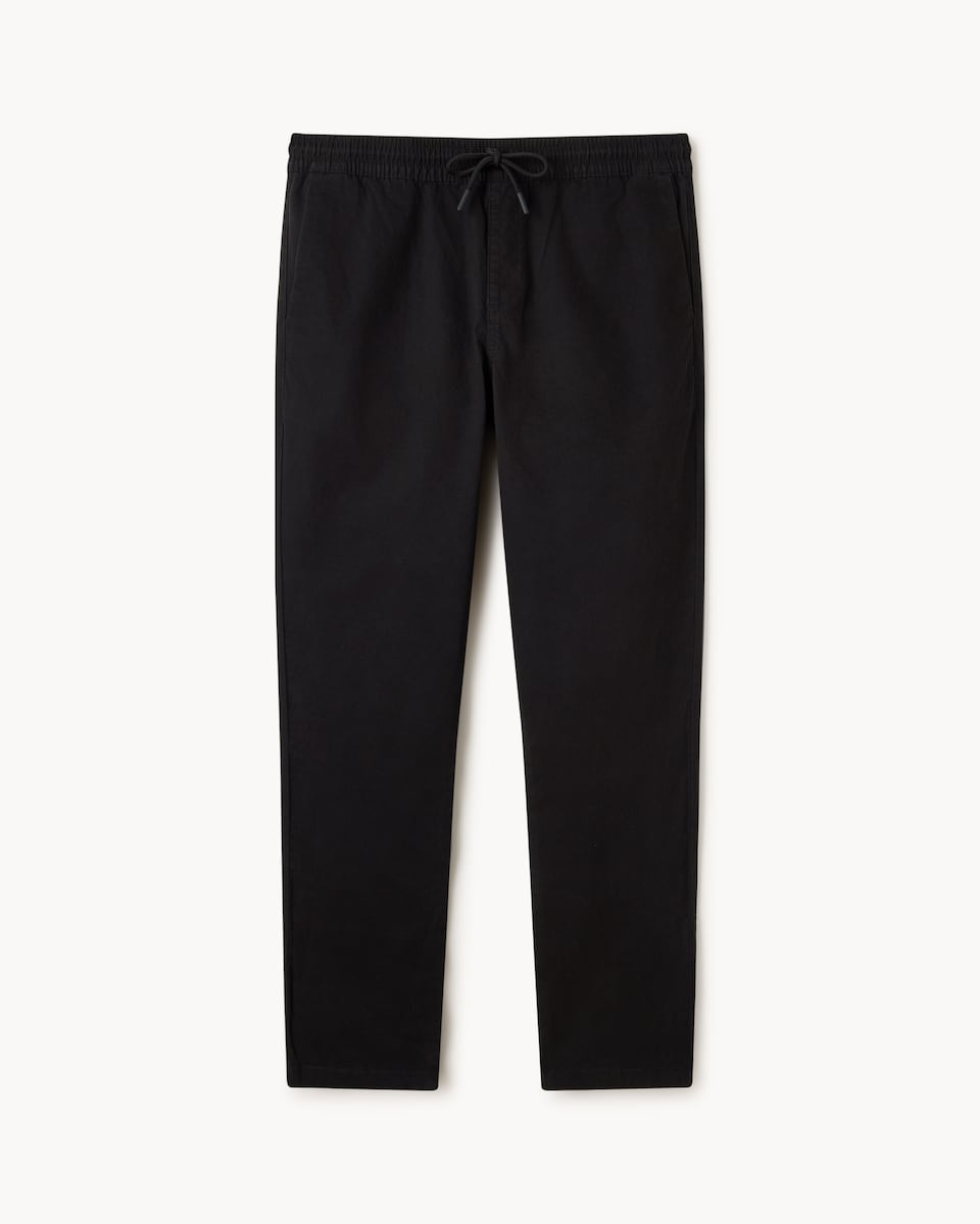 image 1 of F&F Cotton Rich Drawstring Chino Trousers in Black
