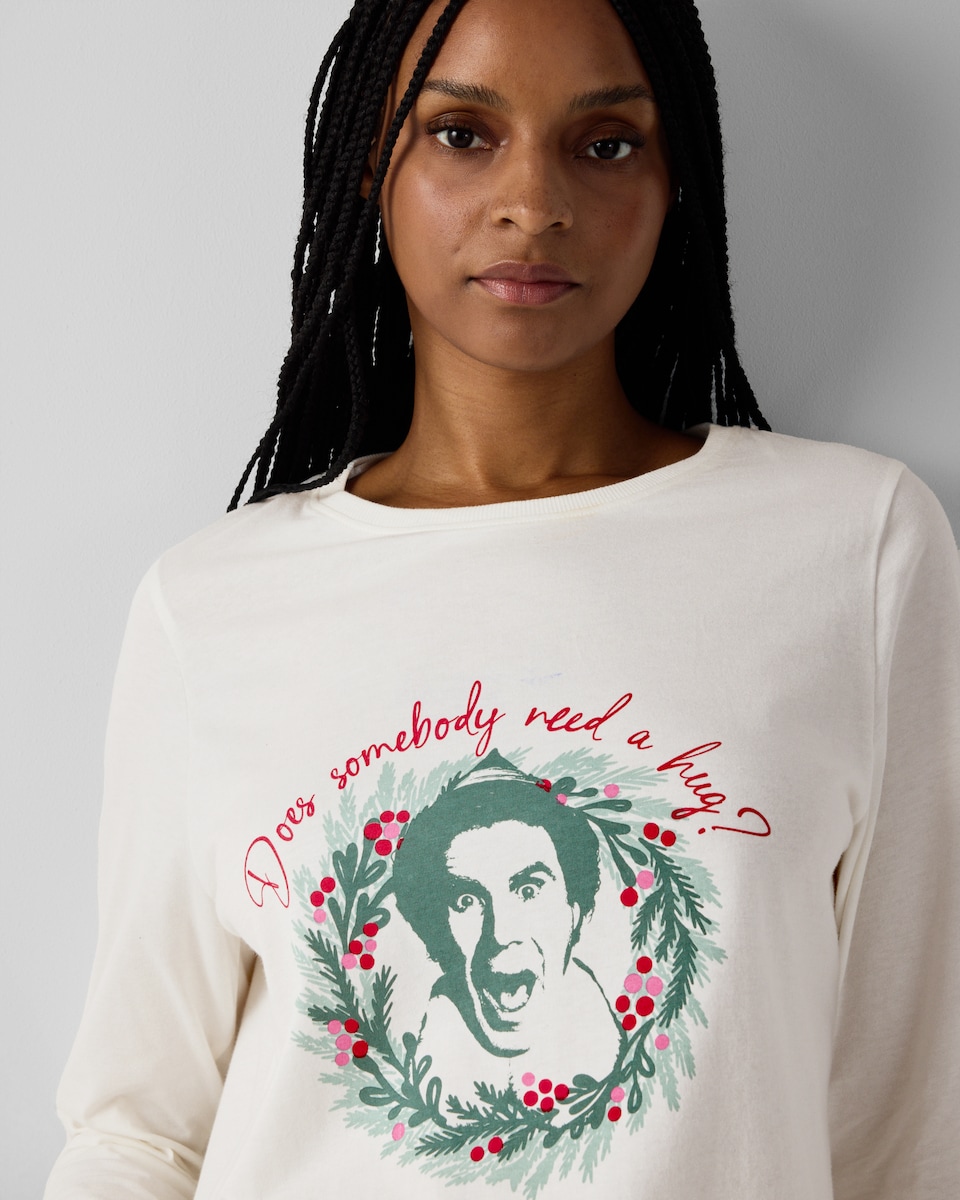 image 1 of Elf Pure Cotton Matching Family Christmas Pyjama Set in Cream