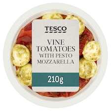 Tesco Vine Tomatoes With Pesto Mozzarella 210G
