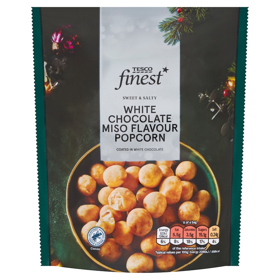 Tesco Finest Miso Flavour White Chocolate Coated Popcorn 100g
