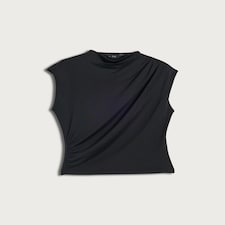 F&F Polyamide Draped Ruched Sleeveless Top in Black