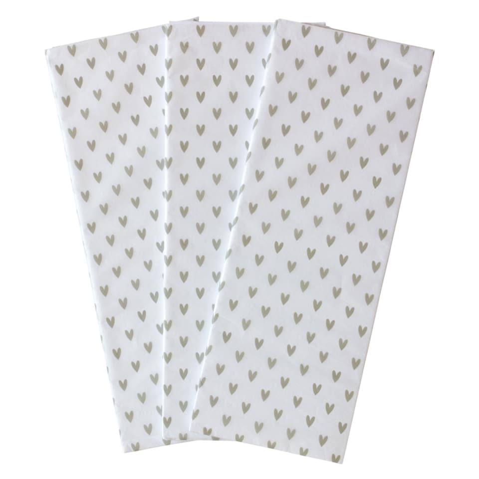Tesco Grey Hearts Tissue 3 Pack
