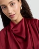 image 2 of F&F Faux Satin Draped Cowl Neck Blouse in Red