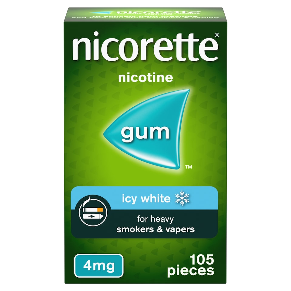 image 1 of Nicorette Stop Smoking Aid 4mg Nicotine Gum - Icy White 105s