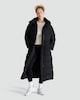 image 1 of F&F Hooded Longline Shower Resistant Puffer Coat in Black